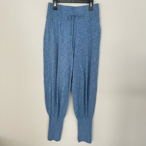 Free People FP Beach Blue Sila Linen Cotton Knit Joggers (S) - Picture 1 of 8